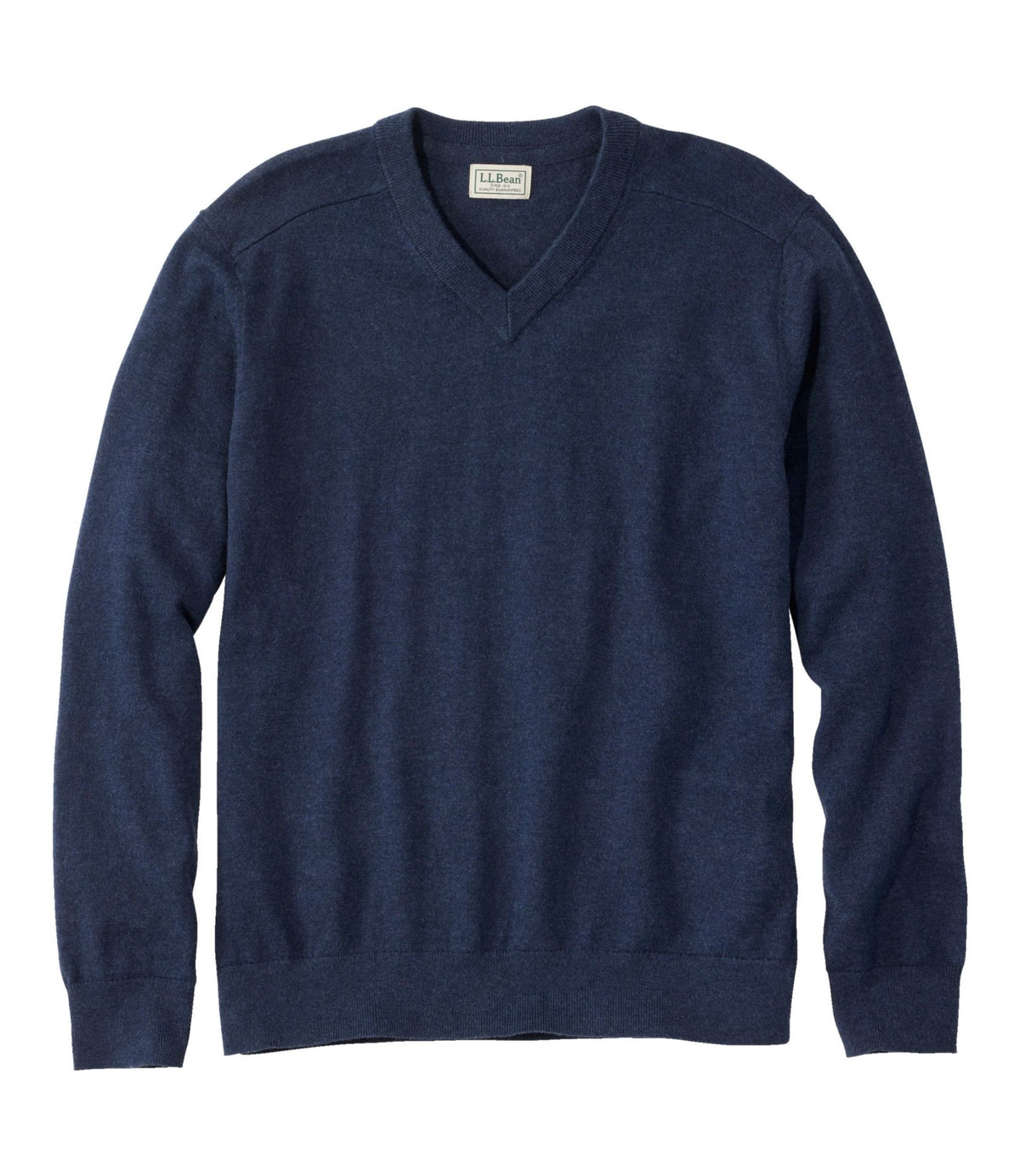 L.L.Bean Men's All Seasons Cotton Blend Sweater, V-Neck Classic Navy Heather