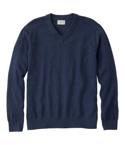 L.L.Bean Men's All Seasons Cotton Blend Sweater, V-Neck Classic Navy Heather