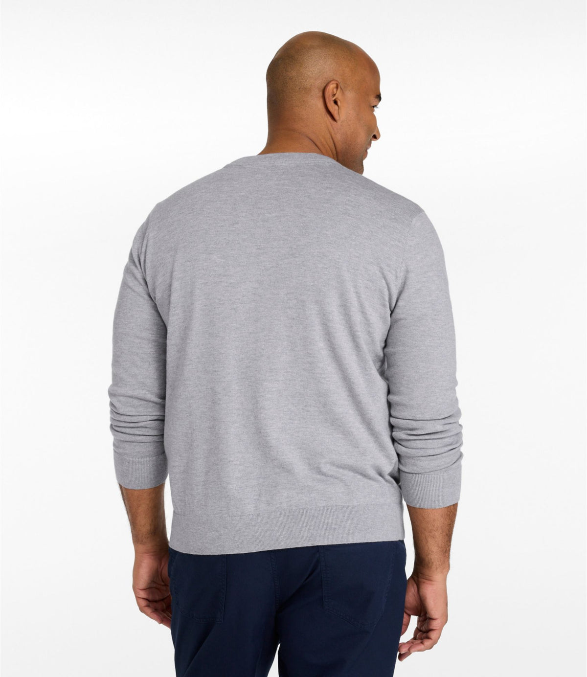 L.L.Bean Men's All Seasons Cotton Blend Sweater, V-Neck Classic Navy Heather
