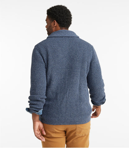 L.L.Bean Men's Organic Cotton Waffle Sweater, Cardigan Field Khaki