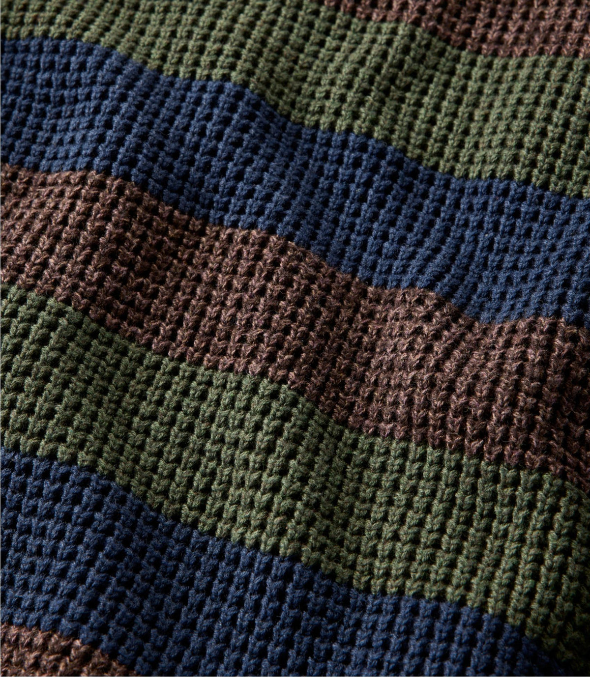 L.L.Bean Men's Organic Cotton Waffle Sweater, Quarter Zip, Stripe Classic Navy Stripe