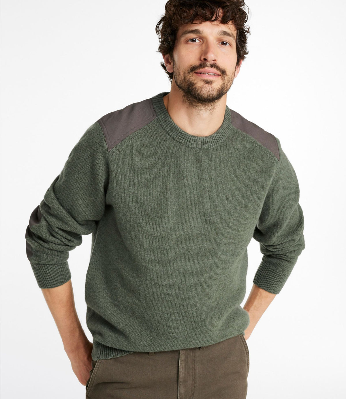 L.L.Bean Men's Maine Guide Lightweight Lambswool Sweater Gray Heather