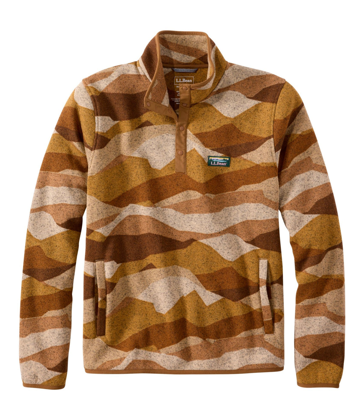 L.L.Bean Men's L.L.Bean Sweater Fleece Pullover, Print Boulder Abstract Mountain