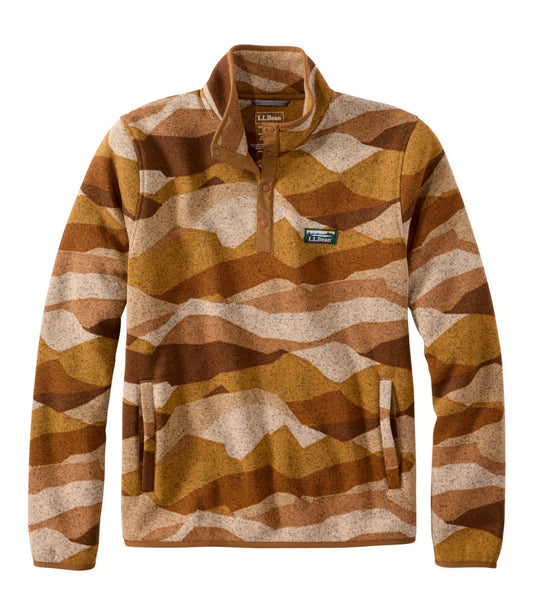 L.L.Bean Men's L.L.Bean Sweater Fleece Pullover, Print Boulder Abstract Mountain