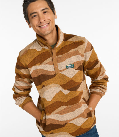 L.L.Bean Men's L.L.Bean Sweater Fleece Pullover, Print Boulder Abstract Mountain