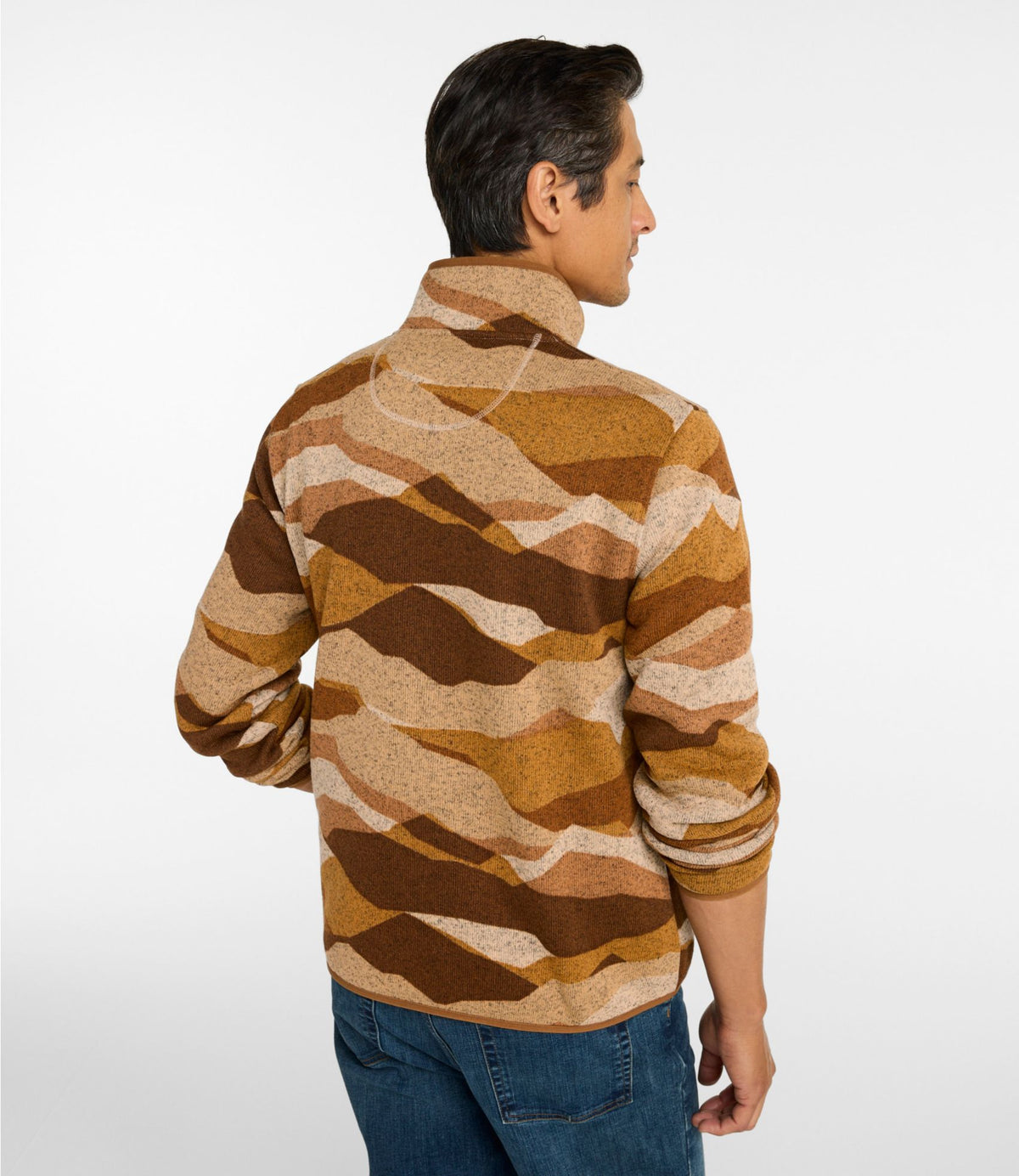 L.L.Bean Men's L.L.Bean Sweater Fleece Pullover, Print Boulder Abstract Mountain