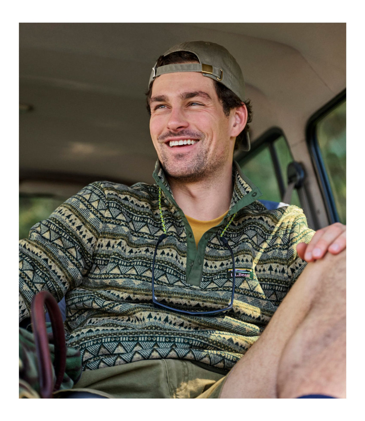 L.L.Bean Men's L.L.Bean Sweater Fleece Pullover, Print Boulder Abstract Mountain