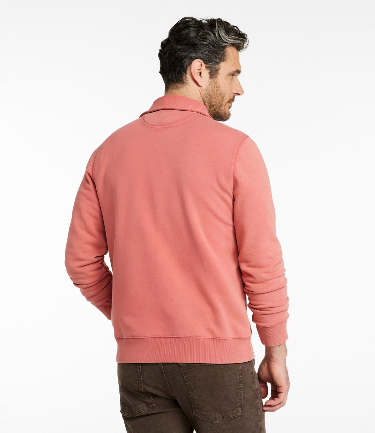 L.L.Bean Men's Sunwashed Sweatshirt, Quarter-Zip Polo, Long-Sleeve Faded Redwood