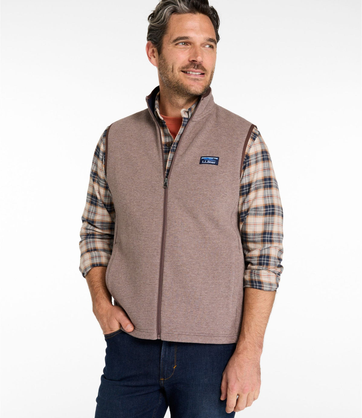 L.L.Bean Men's Lakewashed Double-Knit Vest Classic Navy Heather