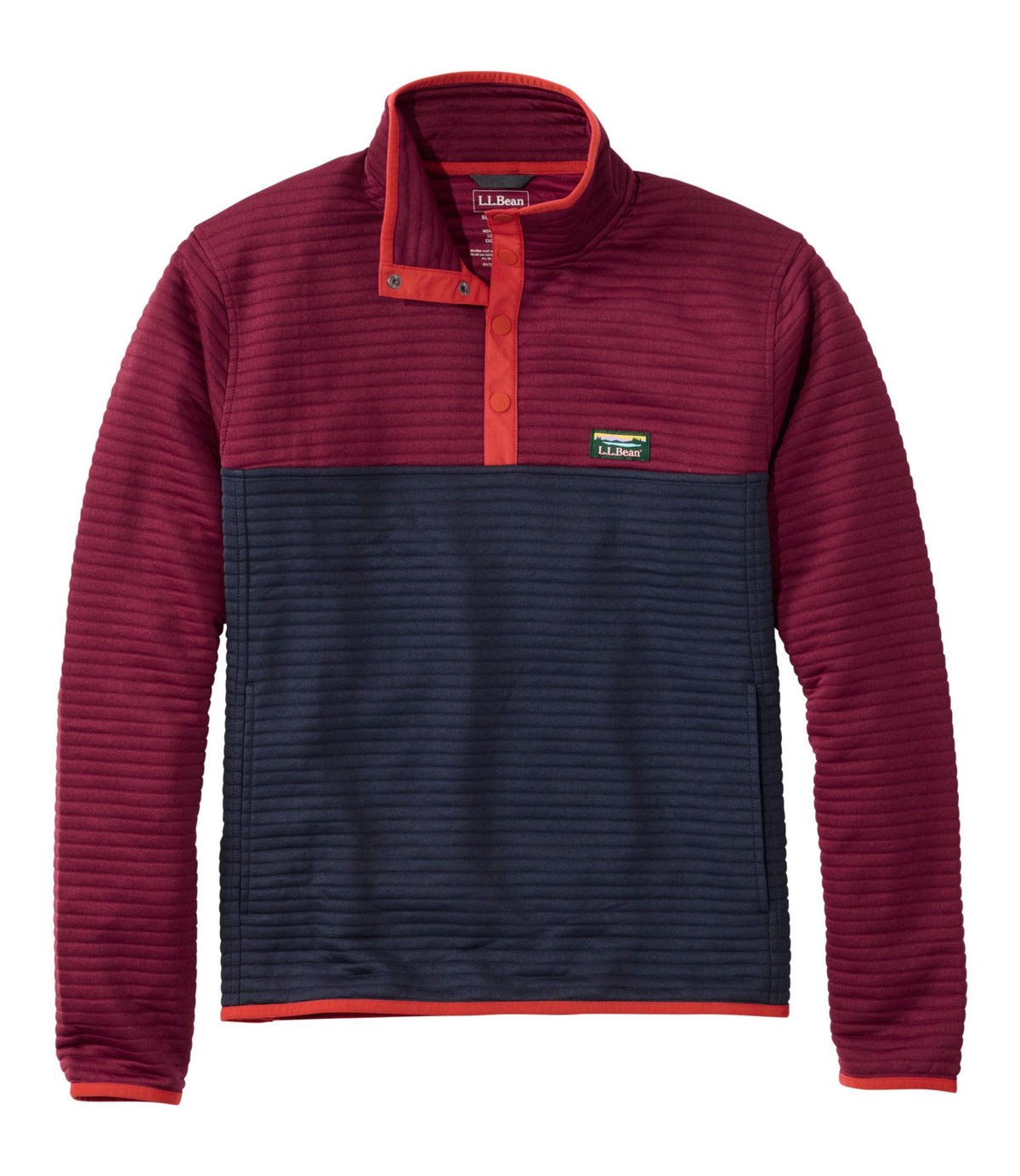 L.L.Bean Men's Airlight Knit Pullover, Colorblock Bordeaux/Classic Navy