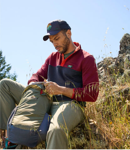 L.L.Bean Men's Airlight Knit Pullover, Colorblock Bordeaux/Classic Navy