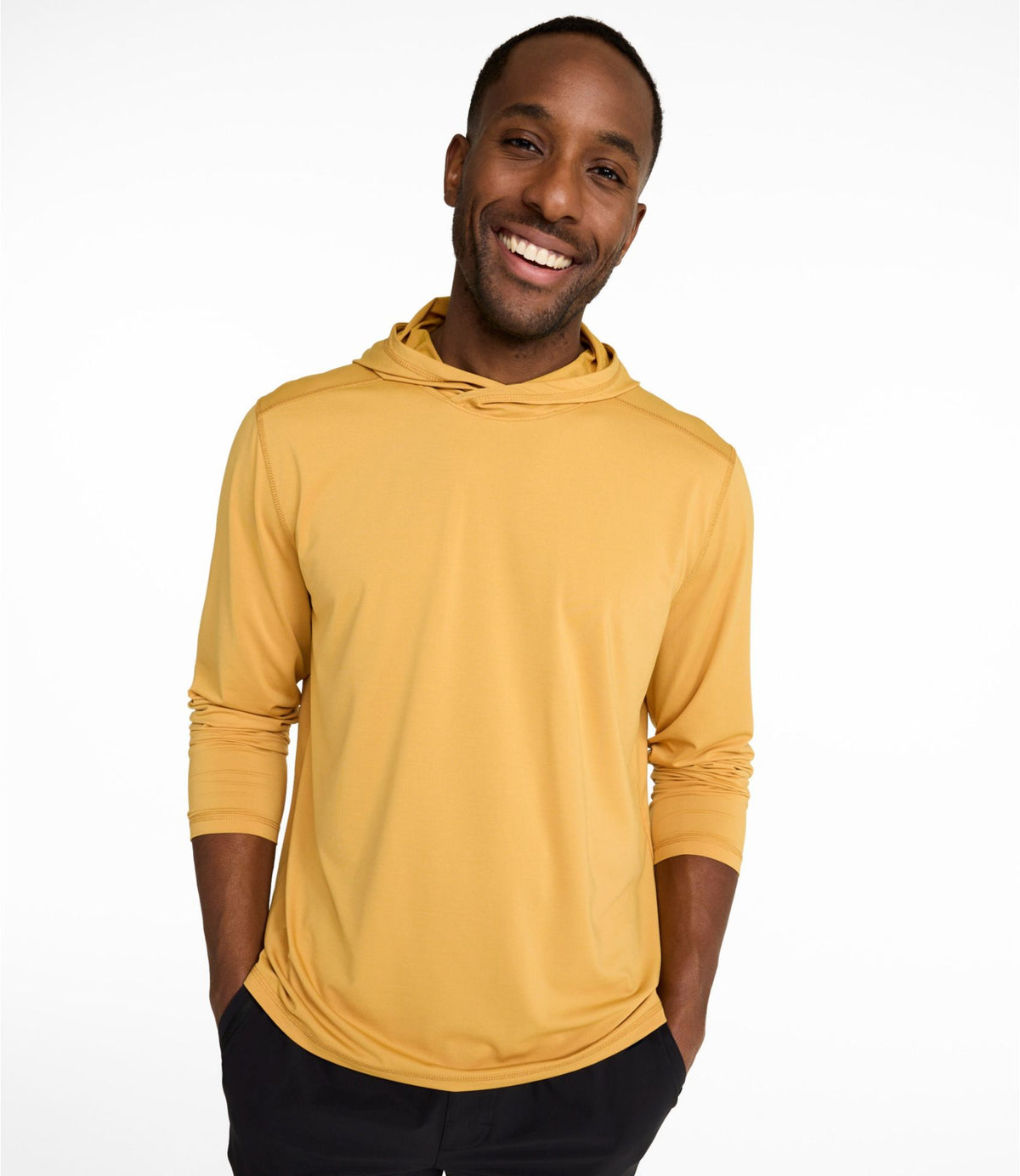 L.L.Bean Men's Bold Coast Lifestyle Tee, Long-Sleeve Hooded Pewter