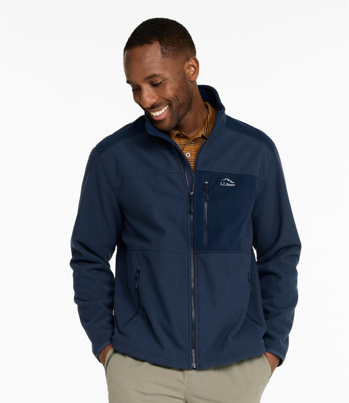 L.L.Bean Men's Wind Challenger Fleece Jacket Carbon Navy