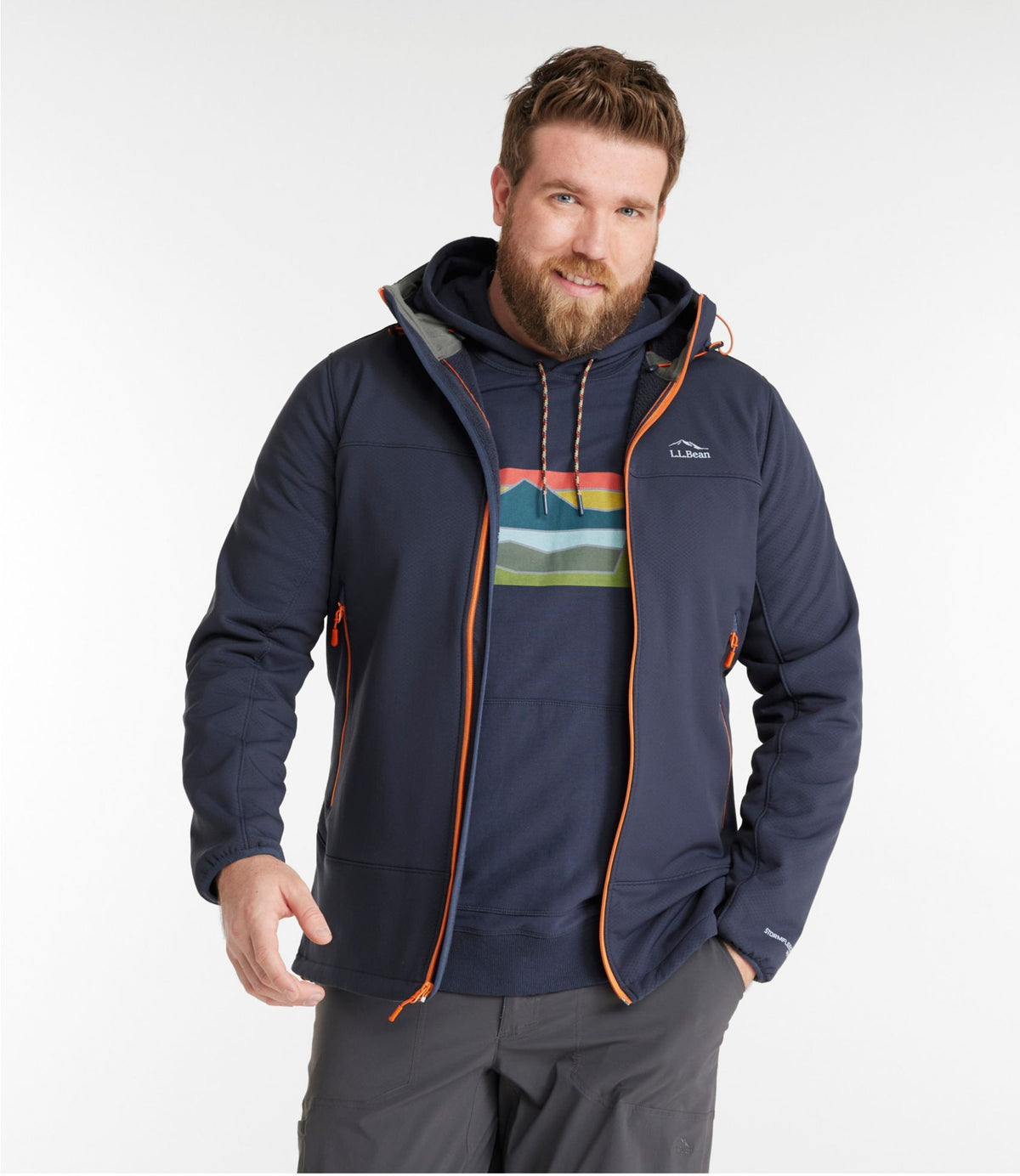 L.L.Bean Men's STORMFLEECE™ Pro Hoodie Carbon Navy