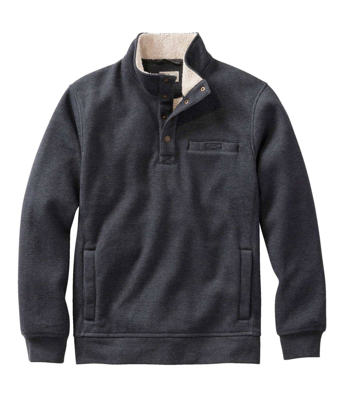 L.L.Bean Men's Katahdin Iron Works Bonded Waffle Fleece, Mockneck Charcoal Heather