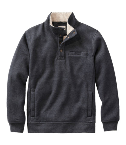 L.L.Bean Men's Katahdin Iron Works Bonded Waffle Fleece, Mockneck Charcoal Heather
