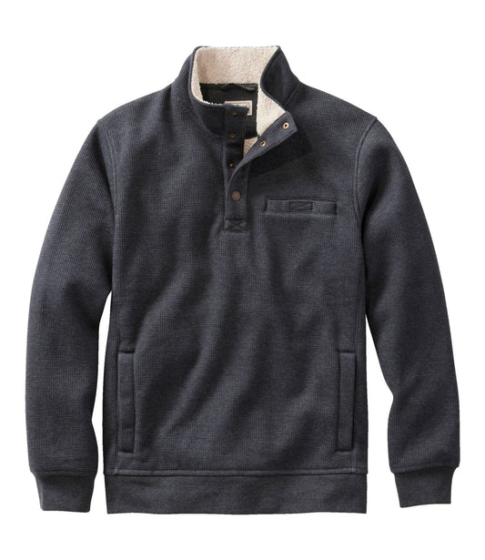 L.L.Bean Men's Katahdin Iron Works Bonded Waffle Fleece, Mockneck Charcoal Heather