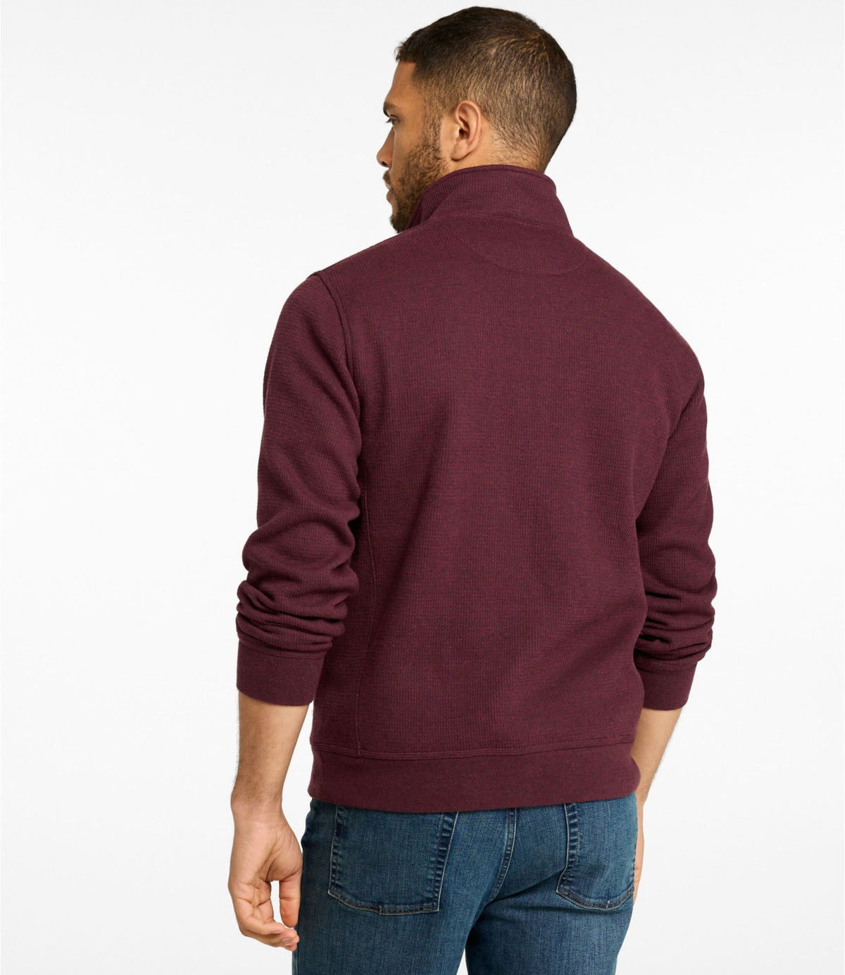 L.L.Bean Men's Katahdin Iron Works Bonded Waffle Fleece, Mockneck Charcoal Heather