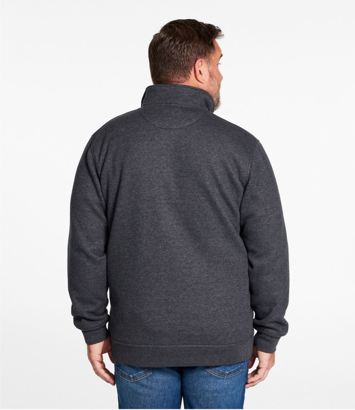 L.L.Bean Men's Katahdin Iron Works Bonded Waffle Fleece, Mockneck Charcoal Heather