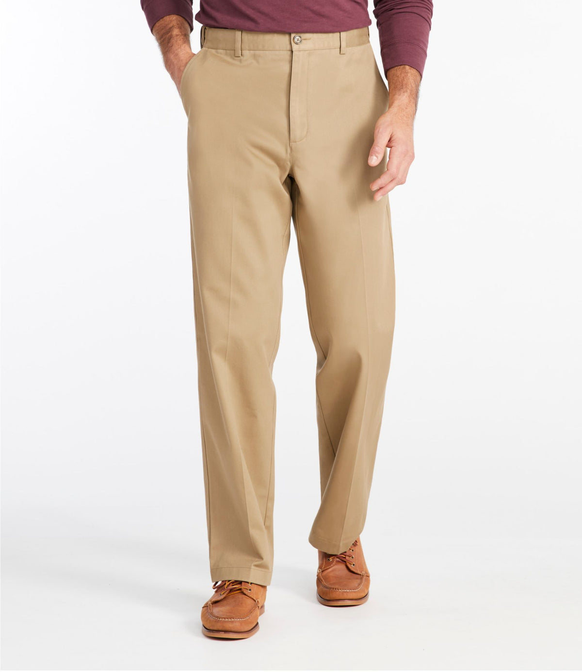 L.L.Bean Men's Wrinkle-Free Double L® Chinos, Natural Fit, Hidden Comfort, Plain Front Carbon Navy