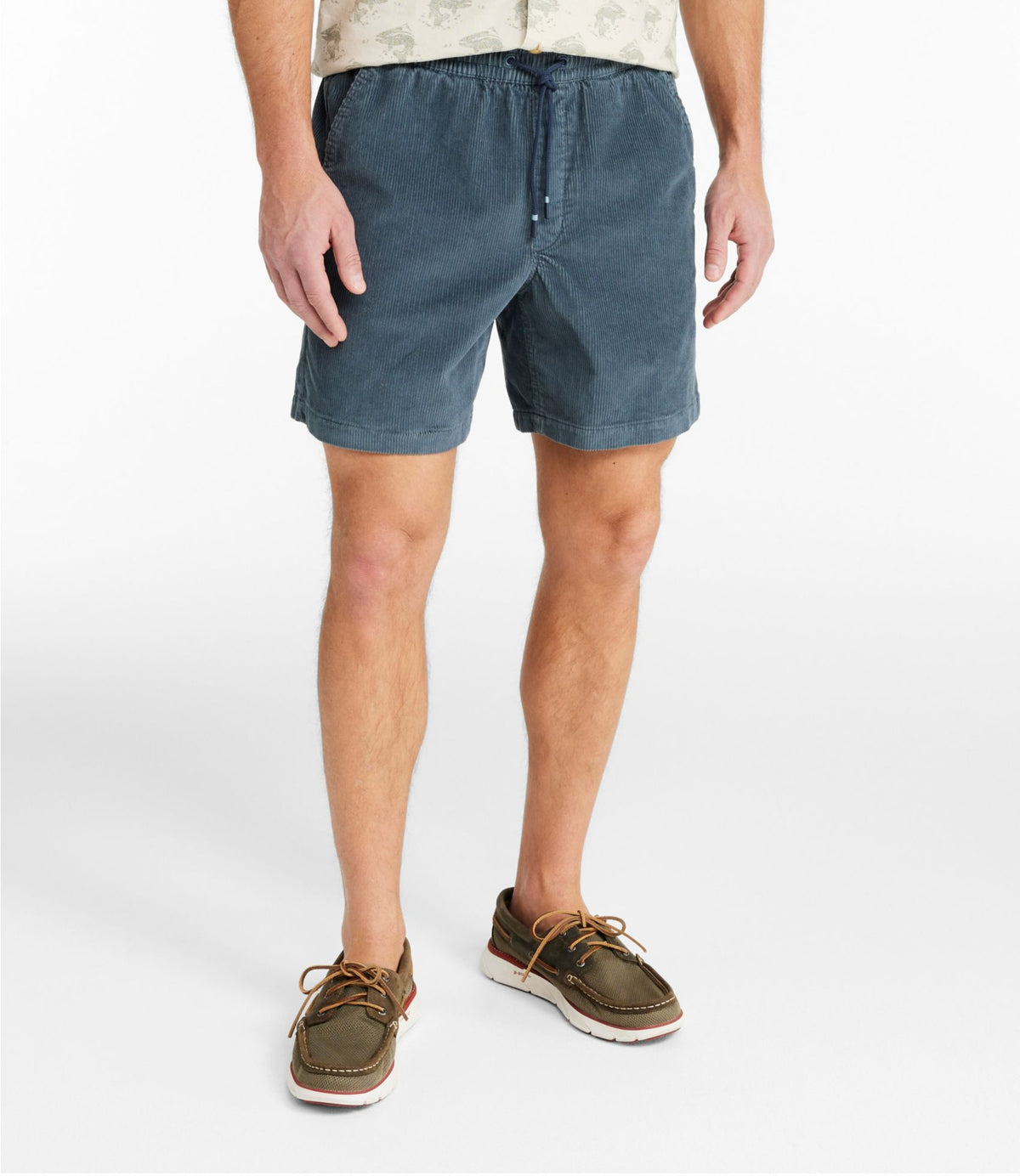 L.L.Bean Men's Wide-Wale Cord Pull-On Shorts, 7" Olive Gray