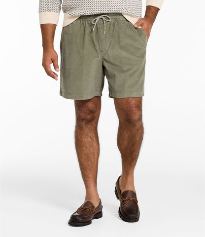 L.L.Bean Men's Wide-Wale Cord Pull-On Shorts, 7" Olive Gray