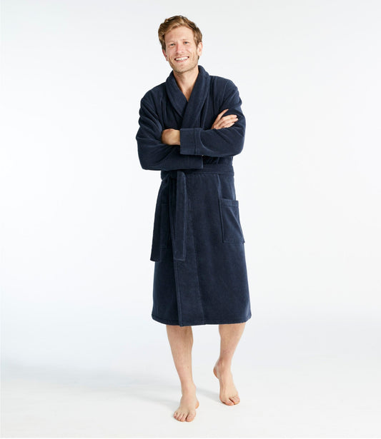 L.L.Bean Men's Terry Cloth Cotton Robe Driftwood