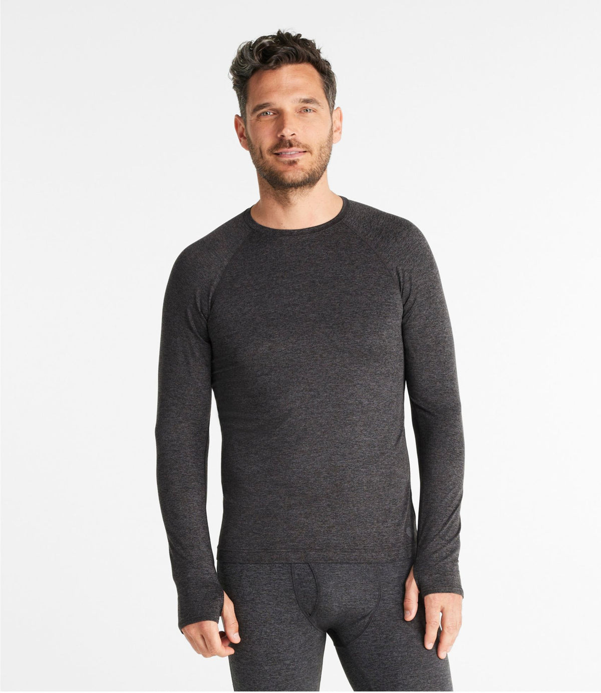 L.L.Bean Men's L.L.Bean Simple Soft Base Layer, Crew Faded Sage Heather
