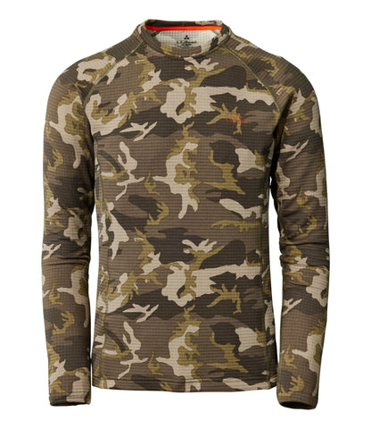 L.L.Bean Men's L.L.Bean Heavyweight Base Layer Crew Top, Print Kelp Green Camo
