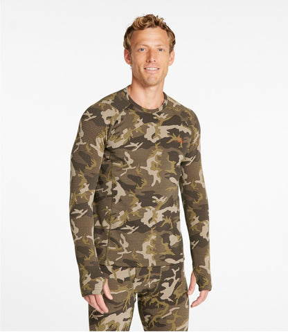 L.L.Bean Men's L.L.Bean Heavyweight Base Layer Crew Top, Print Kelp Green Camo