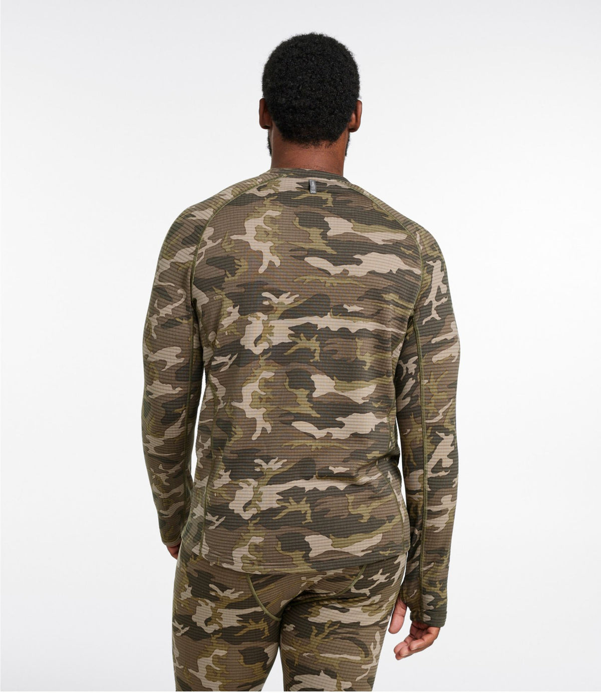 L.L.Bean Men's L.L.Bean Heavyweight Base Layer Crew Top, Print Kelp Green Camo