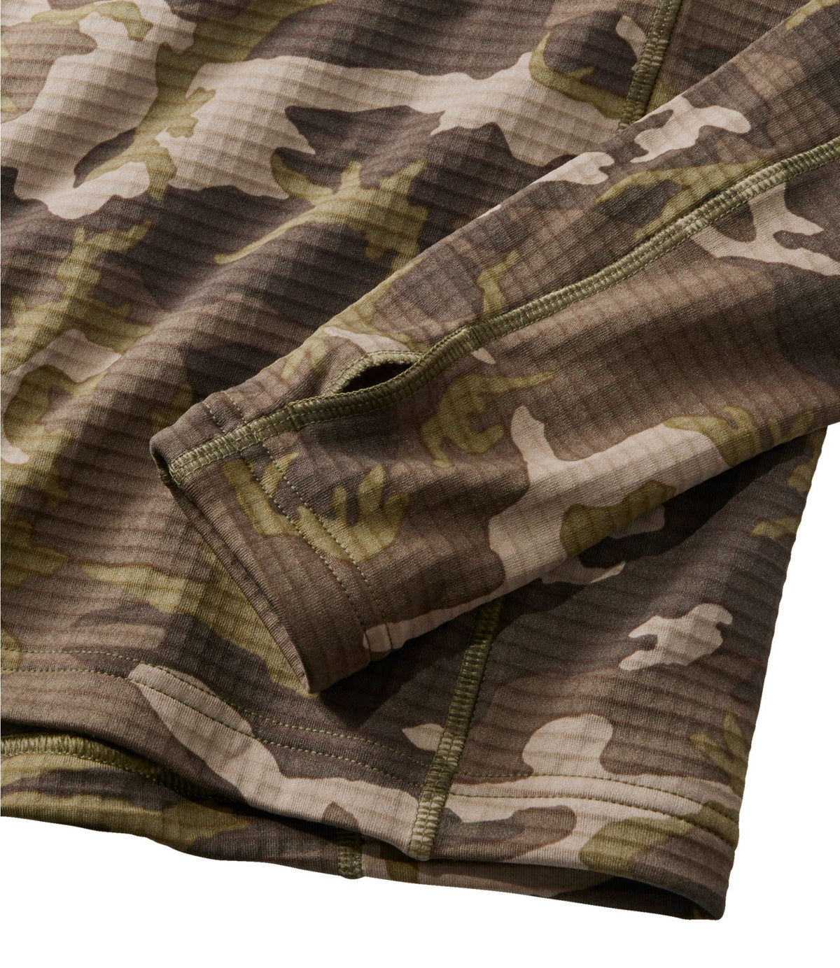 L.L.Bean Men's L.L.Bean Heavyweight Base Layer Crew Top, Print Kelp Green Camo