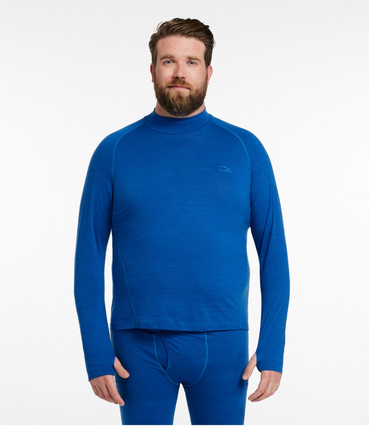 L.L.Bean Men's Cresta Ultralight 150 Turtleneck, Stripe Regatta Blue/Glacier Blue