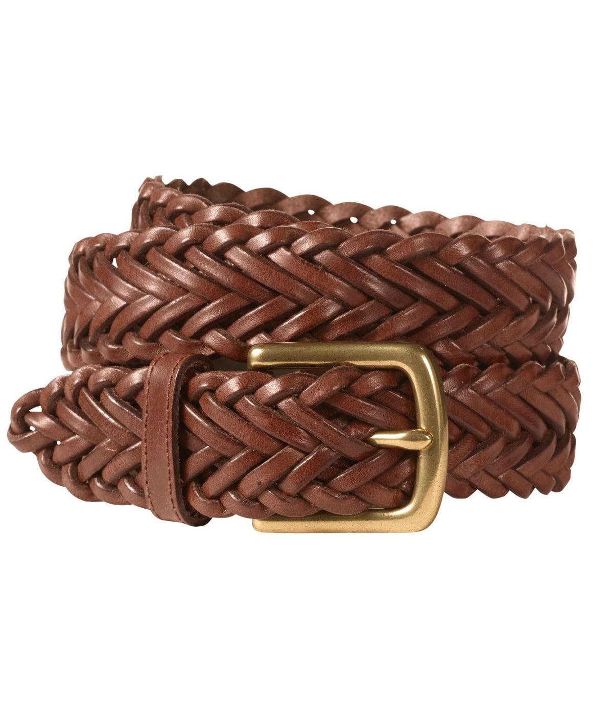 L.L.Bean Men's Essential Braided Leather Belt Brown