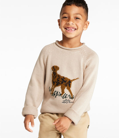 L.L.Bean Kids' Cotton Rollneck Sweater Oatmeal Dog