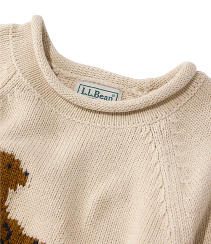 L.L.Bean Kids' Cotton Rollneck Sweater Oatmeal Dog