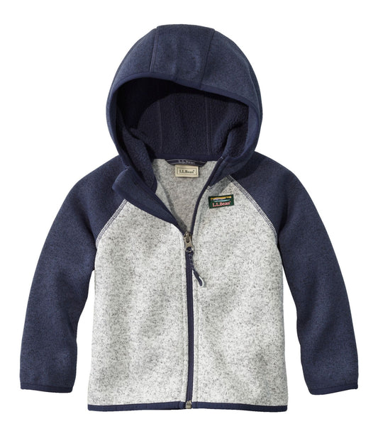 L.L.Bean Infants' and Toddlers' L.L.Bean Sweater Fleece, Hooded Colorblock Bright Navy/Pewter