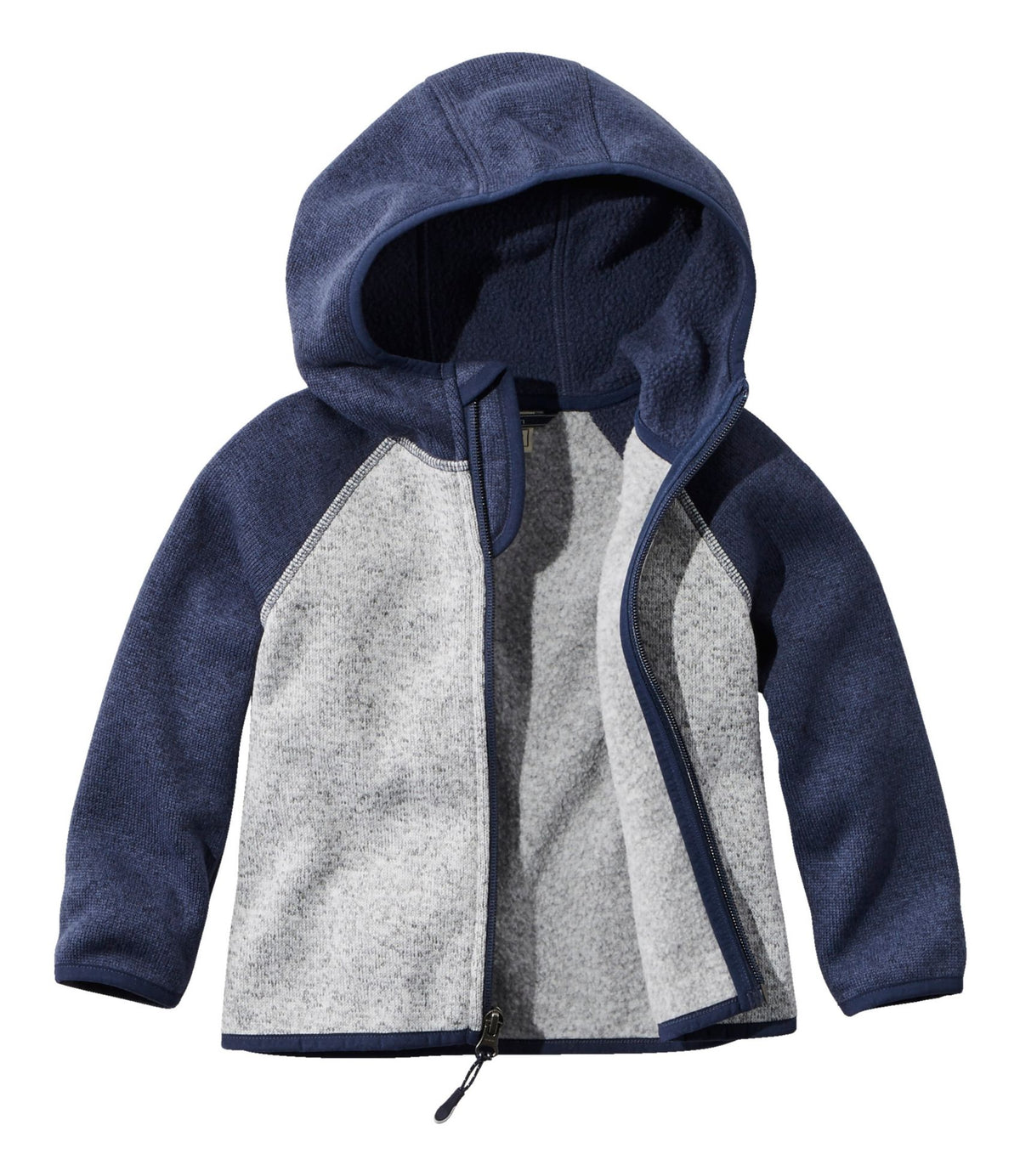 L.L.Bean Infants' and Toddlers' L.L.Bean Sweater Fleece, Hooded Colorblock Bright Navy/Pewter