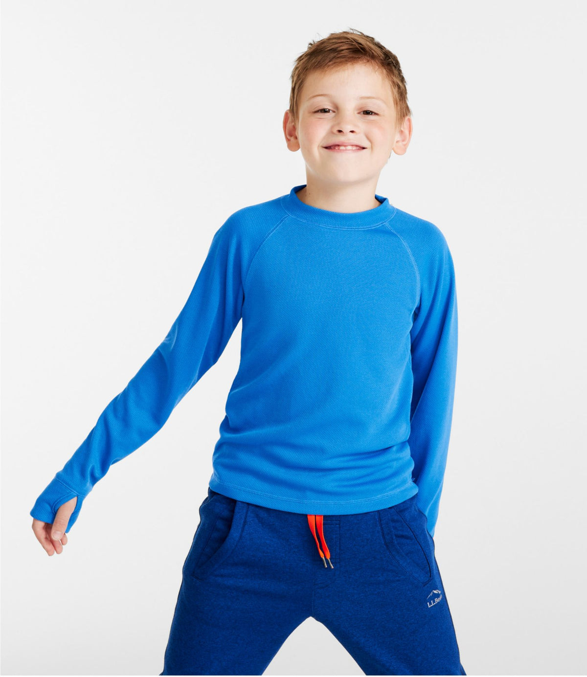 L.L.Bean Kids' Wicked Warm Midweight Long Underwear, Top Cobalt Sea