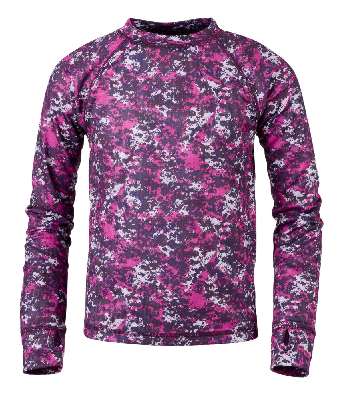 L.L.Bean Kids' Wicked Warm Midweight Long Underwear, Top Print Bold Pink Camo