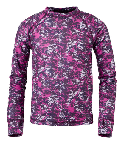 L.L.Bean Kids' Wicked Warm Midweight Long Underwear, Top Print Bold Pink Camo