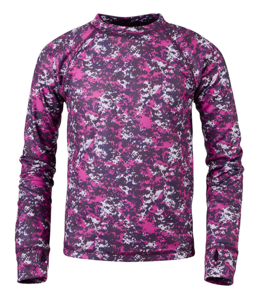 L.L.Bean Kids' Wicked Warm Midweight Long Underwear, Top Print Bold Pink Camo
