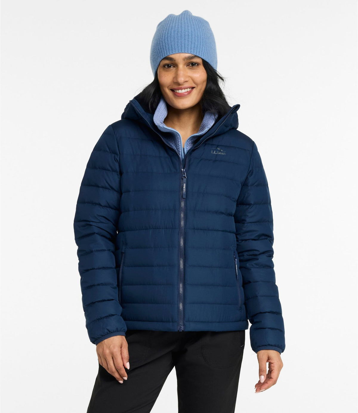 L.L.Bean Women's Access Down Hooded Puffer Nautical Navy