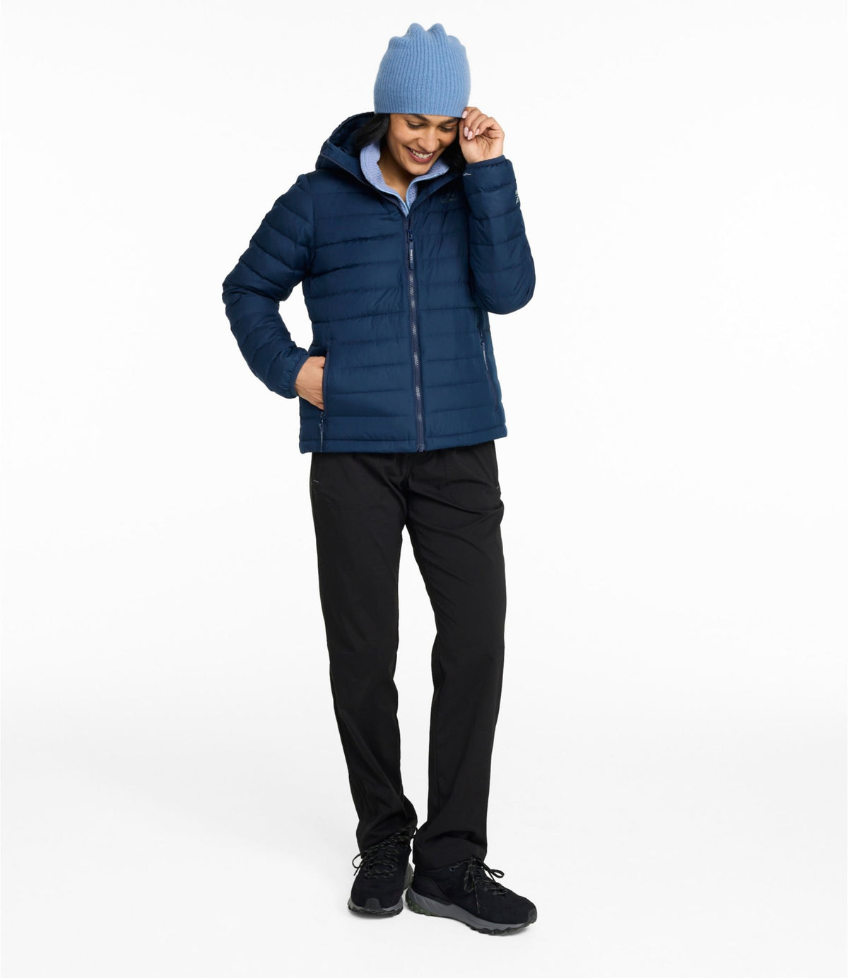 L.L.Bean Women's Access Down Hooded Puffer Nautical Navy
