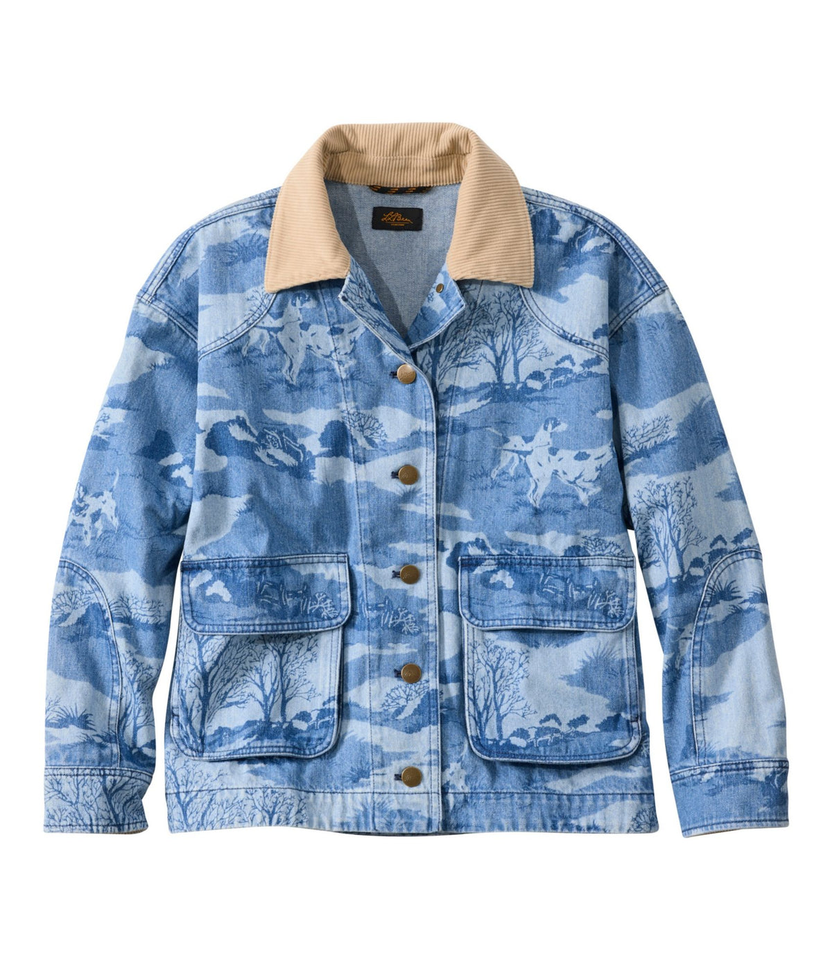 L.L.Bean Women's Signature Double L® Denim Barn Coat, Novelty Heritage Dogs