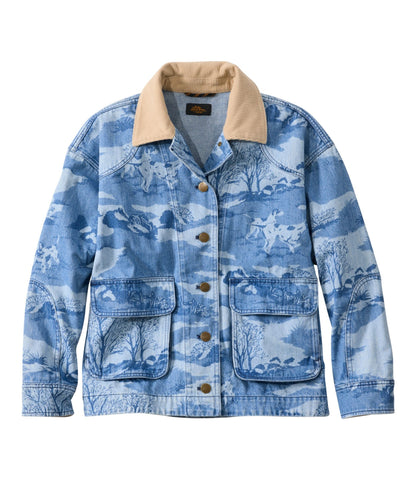 L.L.Bean Women's Signature Double L® Denim Barn Coat, Novelty Heritage Dogs