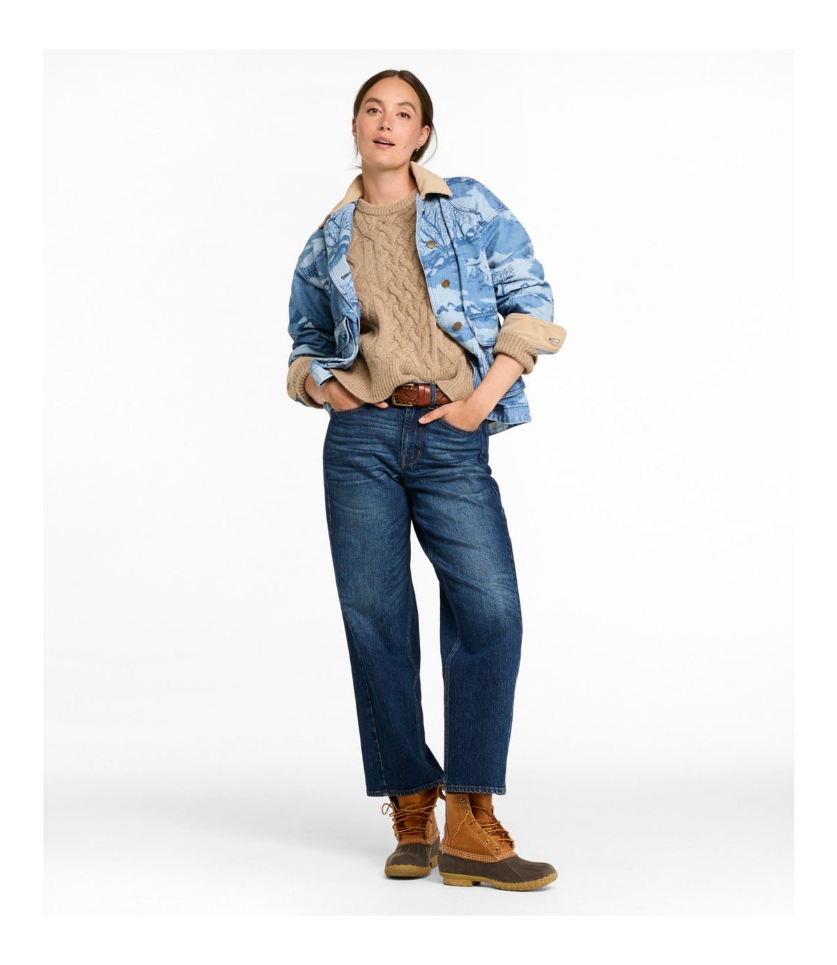 L.L.Bean Women's Signature Double L® Denim Barn Coat, Novelty Heritage Dogs