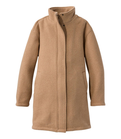 L.L.Bean Women's Bean's Boiled Wool Coat Camel Brown