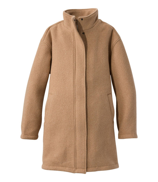 L.L.Bean Women's Bean's Boiled Wool Coat Camel Brown