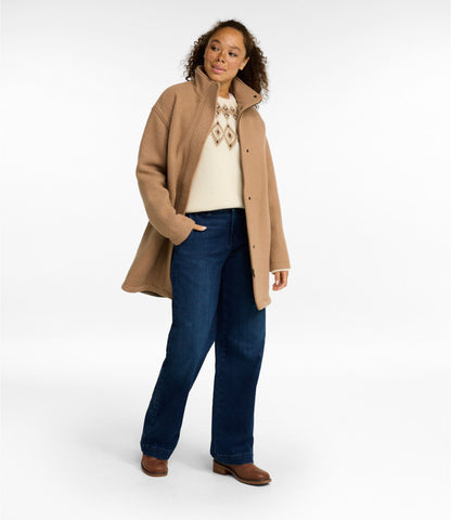 L.L.Bean Women's Bean's Boiled Wool Coat Camel Brown